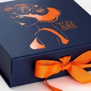 luxury orange ribbon gift box
